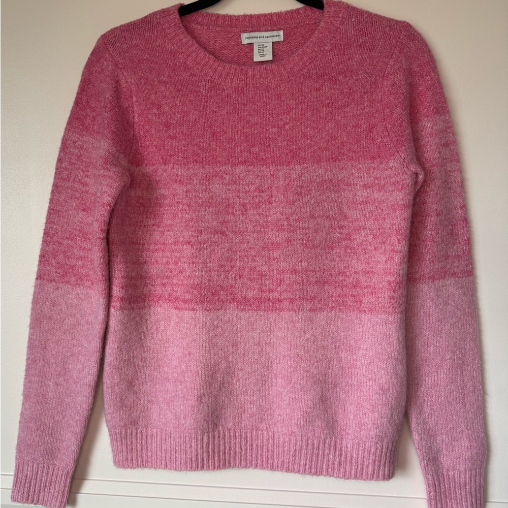 CUPCAKES and CASHMERE |‎ Pink Color Block Knit Pullover Sweater Size XS